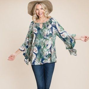 NWT Plus Size Tropical Print Top Size 1x - 3x